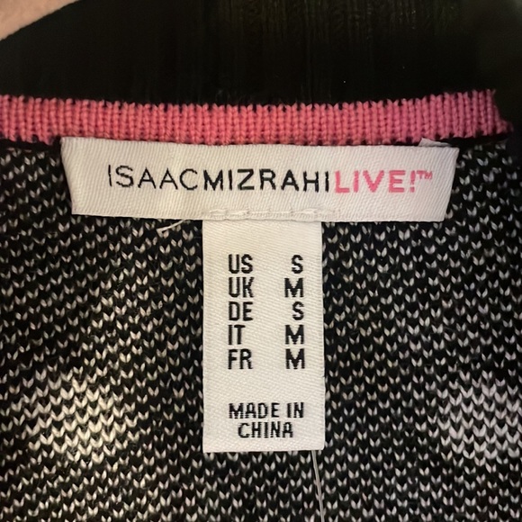 Isaac Mizrahi Live! B/W polka dot open front cardigan size S - Picture 5 of 8